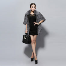 Load image into Gallery viewer, Women&#39;s Silver Fox Fur Coats with Fur Collar Puff Overcoat Winter Jackets Female Dress