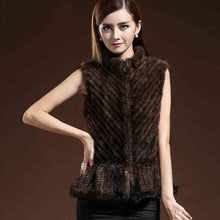 Load image into Gallery viewer, Women Vest Real Mink Fur Twill Stripes Skirt Hem Knitted 15269