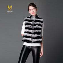 Load image into Gallery viewer, Women Vest Real Rex Rabbit Fur Waistcoat Chinchilla Color Natural Fur Vest Female 16206