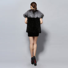 Load image into Gallery viewer, Women&#39;s Knitted Real Mink Fur Splicing Silver Fox Fur Vest Real Fur Vest Female