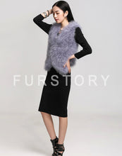 Load image into Gallery viewer, Natural Turkey Fur Vest Stylish Puff Fur Vest Real Fur Vest Female
