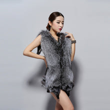 Load image into Gallery viewer, Women&#39;s Natural Fox Fur Vest with Genuine Sheep Leather Back Street Style