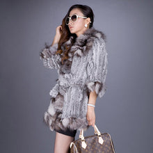 Load image into Gallery viewer, Woman&#39;s Real Fur Coat with Real Fox Fur collar Winter Jacket  Knitted Coats 010140