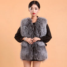 Load image into Gallery viewer, Natural Silver Fox Fur Vest Lamb Leather Luxury Fur Waistcoat Jacket