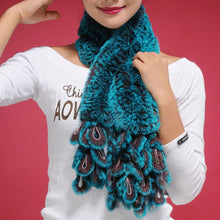 Load image into Gallery viewer, Real REX Rabbit Fur Scarf Fur Grape Decoration Wrap Cape Shawl Neck Warmer Green 16 Colors Available FS13501