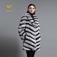 Load image into Gallery viewer, Real Rabbit Fur Women&#39;s Coats Chinchilla Color Full Sleeve Warm Winter Coat Fur Story FS161139