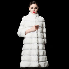 Load image into Gallery viewer, Natural Rex Rabbit Coat Women Grace Long Overcoat Jacket Winter Outerwear