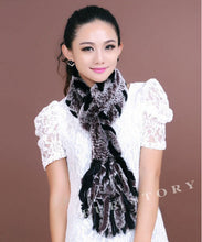 Load image into Gallery viewer, Real REX rabbit fur scarf wrap cape shawl neck warmer in fashion Blue Fur Story FS13502