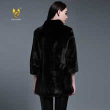 Load image into Gallery viewer, Women&#39;s Genuine Mink Fur Coat Women Pure Black Color Outerwear 161205