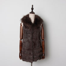 Load image into Gallery viewer, Natural Rabbit Fur Vest Raccoon Fur Collar and Trim Decoration Gilet Coat