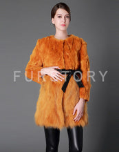 Load image into Gallery viewer, Women&#39;s Real Fur Coat Rabbit Fur Coats with Raccoon Hem Jacket