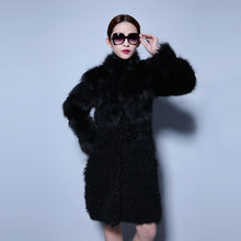 Load image into Gallery viewer, Natural Fox Fur Coat Lamb Fur Overcoat Top Quality Fur Jacket Women&#39;s Long Outwear