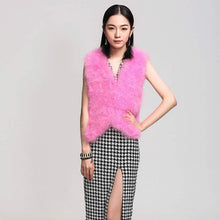 Load image into Gallery viewer, Natural Turkey Fur Vest Stylish Puff Fur Vest Real Fur Vest Female