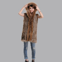 Load image into Gallery viewer, Women&#39;s Fur Vest Handmade Knitted Rabbit Fur Waistcoat Natural Fur Vest Female 15272