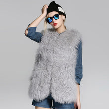 Load image into Gallery viewer, Women&#39;s Real Lamb Fur Vest Natural Fur Waistcoat Furry Sleeveless Garment 16202