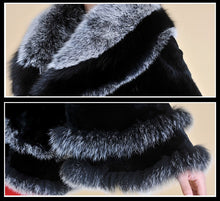 Load image into Gallery viewer, Women&#39;s Cropped Coat Real REX Rabbit Fur Coat Fox Fur Collar Coat Shawl 010139