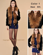 Load image into Gallery viewer, Rabbit Fur Coat Women&#39;s with Big Raccoon Fur Collar Real Natural Fur Coats Female