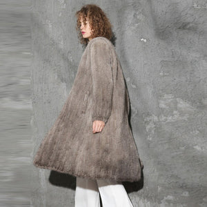 Women's Genuine Knitted Mink Fur Coat Long Coat Cardigan Female 16166