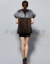 Load image into Gallery viewer, Women&#39;s Knitted Real Mink Fur Splicing Silver Fox Fur Vest Real Fur Vest Female