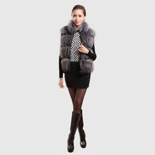 Load image into Gallery viewer, Women&#39;s Silver Fox Fur Vest Silver Fox Natural Color Real Fur Vest Female