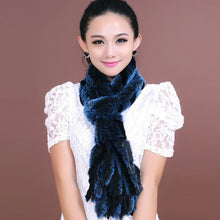 Load image into Gallery viewer, Real REX rabbit fur scarf wrap cape shawl neck warmer in fashion Blue Fur Story FS13502