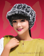 Load image into Gallery viewer, Fur Hat Real Rex Rabbit Hat Lady Headgear for Women 13604