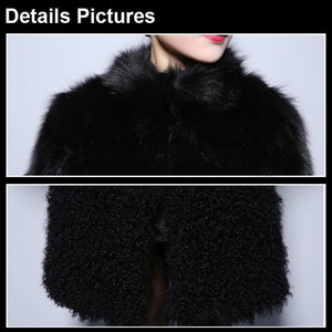 Natural Fox Fur Coat with Wool Free Shipping Plus Size Overcoat Winter Coat Women