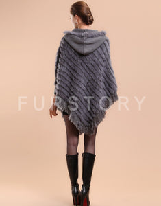 Women's Handmade Knitted Real Rabbit Fur Autumn Winter Fur Pashmina 070121