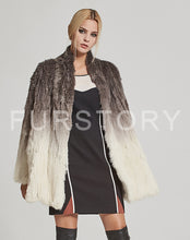 Load image into Gallery viewer, Women&#39;s Knit Real Rabbit Fur Coat Slit Jacket Winter Warm Coat Gradient 17140