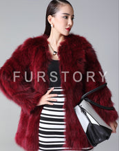 Load image into Gallery viewer, Women&#39;s Natural Fox Fur Coat Winter Full Sleeve Long Fox Fur Big Patches Real Fur Coat Female