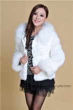 Load image into Gallery viewer, Winter Coat Real Rabbit Fur Coats for Women Fox Fur Collar  13062