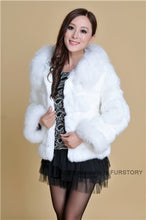 Load image into Gallery viewer, Winter Coat Real Rabbit Fur Coats for Women Fox Fur Collar  13062