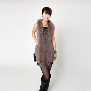 Natural Mongolia Lamb Fur Vest Wool Vest Jacket Coat Commuter Style Big Lamb Fur