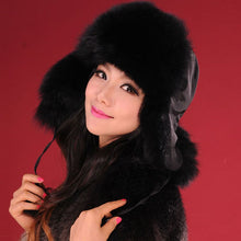 Load image into Gallery viewer, Winter Women&#39;s Fox Fur Hat Bomber Hats Cap Tapper Hat Snow Cap Fur millinery  Ear Protector Cap Warm Hat Fur Story FS060101