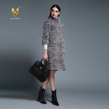 Load image into Gallery viewer, Natural Rex Rabbit Coat Women Grace Long Overcoat Jacket Winter Outerwear