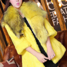 Load image into Gallery viewer, Natural Rabbit Fur Coat Jacket Real Raccoon Dog Fur Collar Trim Thick Jacket