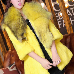 Natural Rabbit Fur Coat Jacket Real Raccoon Dog Fur Collar Trim Thick Jacket
