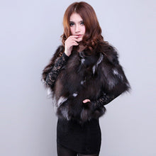 Load image into Gallery viewer, Real Silver Fox Fur Coat Jacket Overcoat Winter Coat Top Dress Nature Color 13039