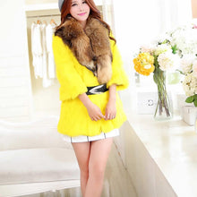 Load image into Gallery viewer, Natural Rabbit Fur Coat Jacket Thick Jacket Winter Long Overcoat