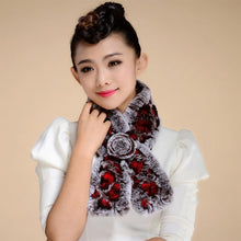 Load image into Gallery viewer, Real REX Rabbit Fur Scarf Wrap Cape Shawl Neck Warmer Women Scarf Flower Decoration FS14509