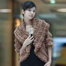 Load image into Gallery viewer, Knitted Natural Rabbit Fur Vest Jacket Stole Cape Coat Shawl Outwear