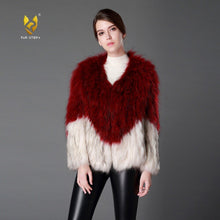 Load image into Gallery viewer, Women's Real Knitted Raccoon Fur  Coat Winter Fashion Patchwork Jacket 161172