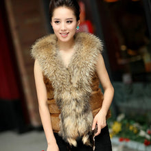 Load image into Gallery viewer, Natural Rabbit Fur Knitter Sweater Long Vest Waistcoat Jacket