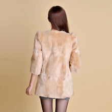 Load image into Gallery viewer, Women&#39;s Natural Fur Coat Long Version Light Camel Full Pelt Real Fur Coat Female