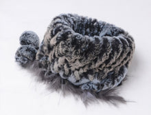 Load image into Gallery viewer, Real Rex Rabbit Fur Hat Double-use Scarf  Cap Fox Fur Decoration Pompom 14604