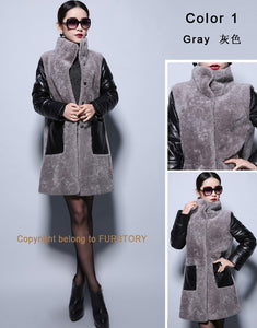 Natural Lamb Fur Coat Genuine Sheep Leather Full Sleeve Jacket