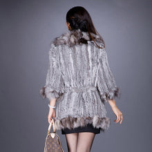 Load image into Gallery viewer, Woman&#39;s Real Fur Coat with Real Fox Fur collar Winter Jacket  Knitted Coats 010140