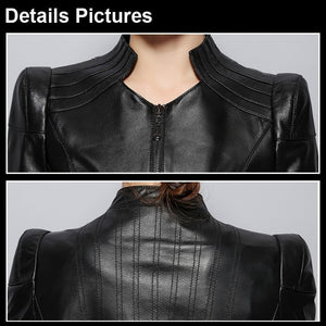 Genuine Sheep Leather Jacket Women's Leather Motorcycle Jacket