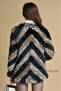 Real Tight-knitted Rabbit Fur Coat Jacket Womens' Dress Ladies Garment 13002