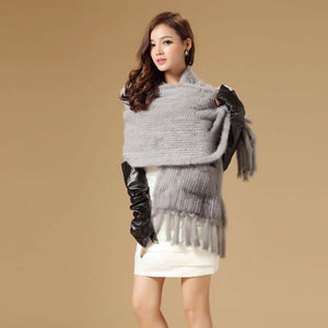 Real Knitted Mink Fur Shawl Stole Wrap Cape Poncho Coat Garment Various Colors Fur Story FS070306